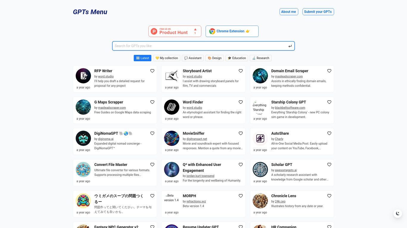 Thumbnail image for GPTs Menu