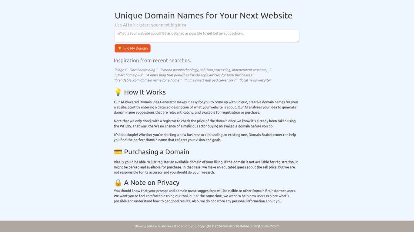 Thumbnail image for Domain Brainstormer