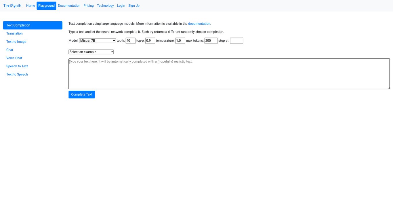 TextSynth Text Completion