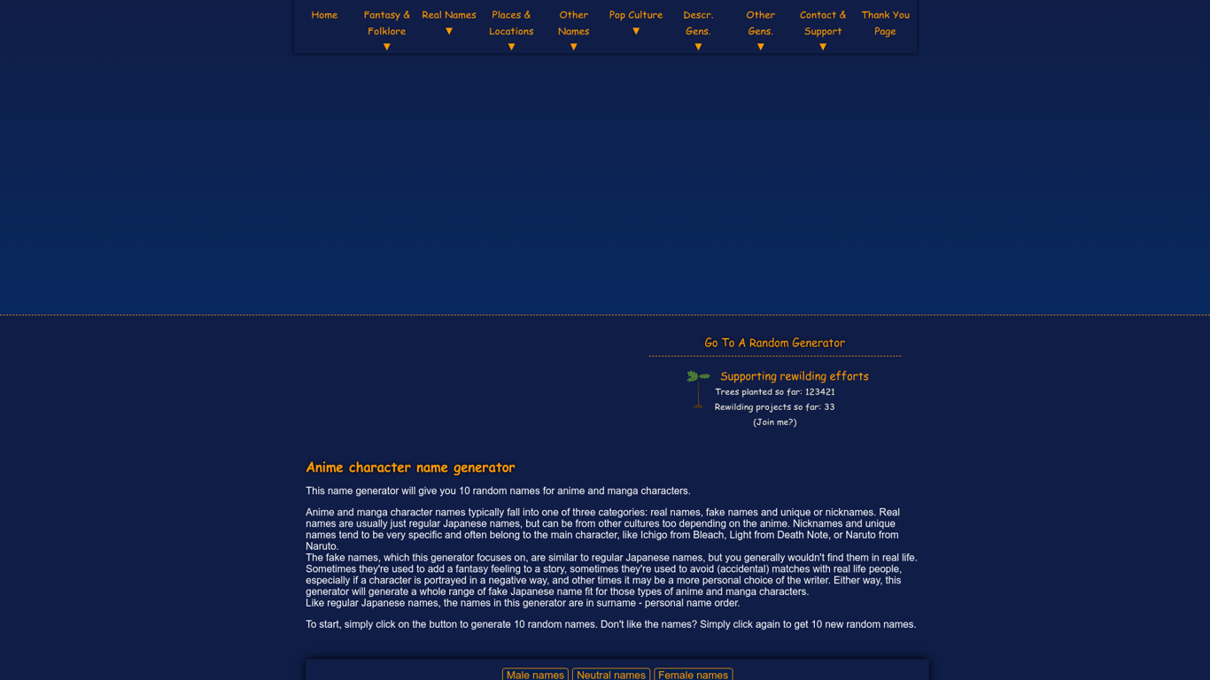 Anime Character Name Generator | Fantasy Name Generators