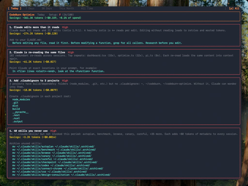 CodeBurn screenshot 2