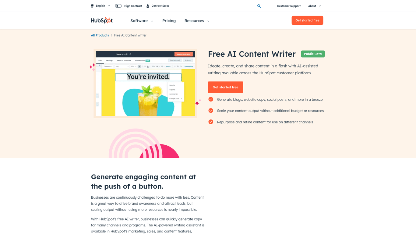 Thumbnail image for AI Content Writer | HubSpot