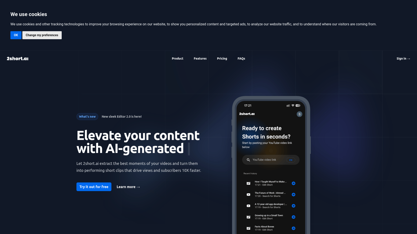 Thumbnail image for 2short.ai