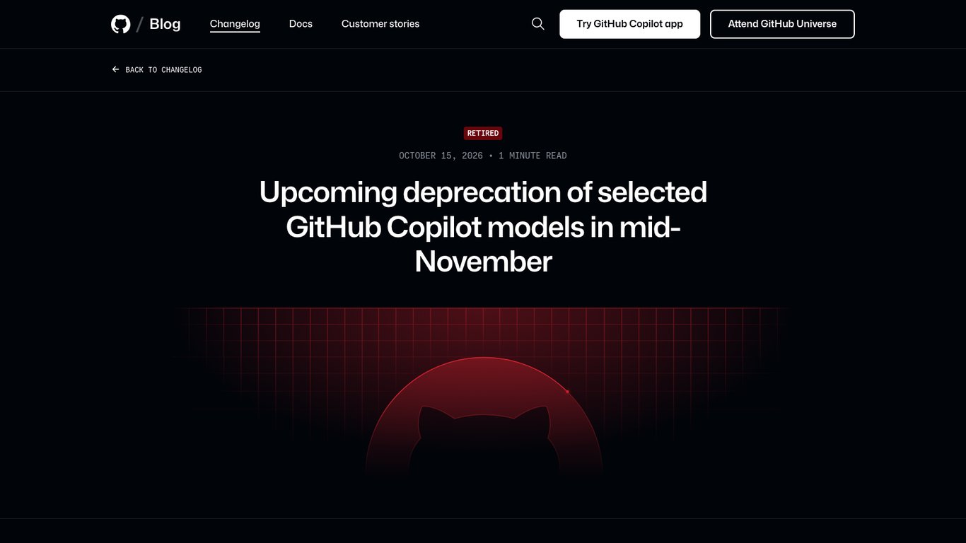 GitHub Copilot will retire three models November 16 — map every pinned workflow now