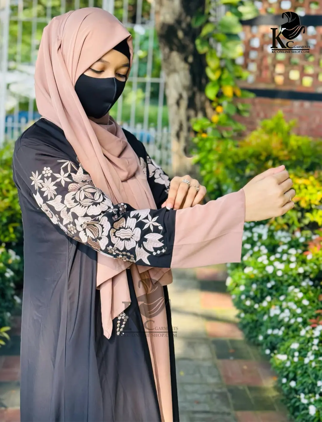 Rafiya Embroidery Borkha - Black