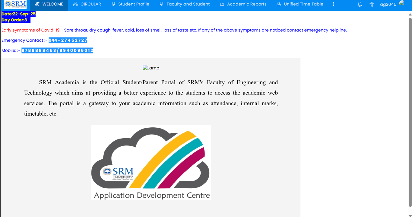 SRM Academia - Student Portal