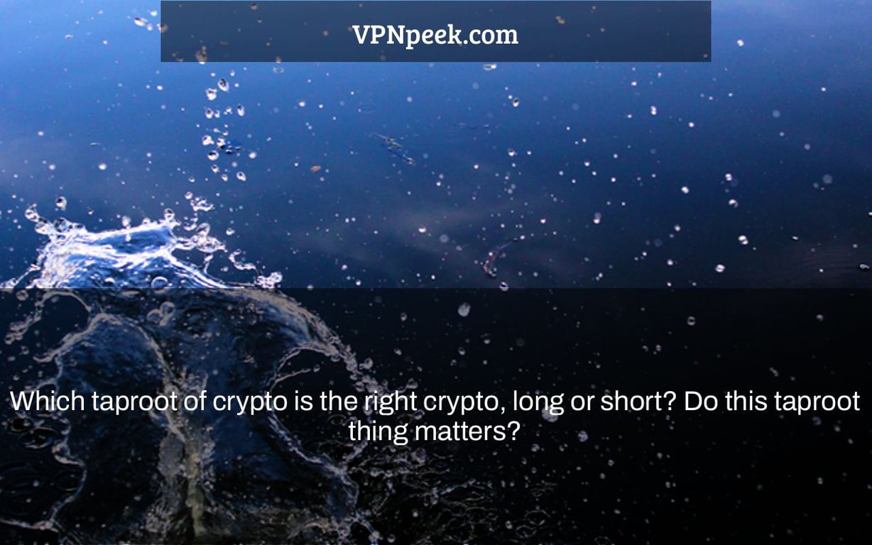 Which taproot of crypto is the right crypto, long or short? Do this taproot thing matters?