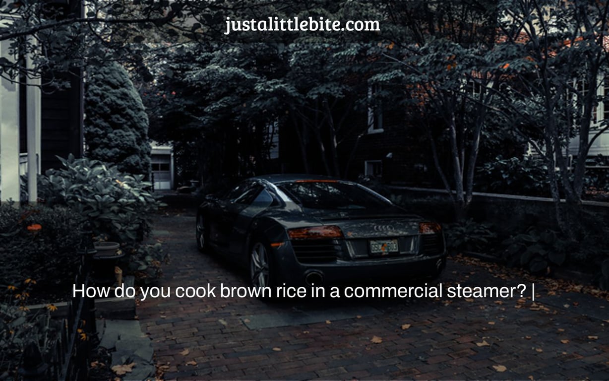 How do you cook brown rice in a commercial steamer? |
