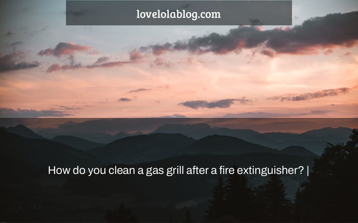 How do you clean a gas grill after a fire extinguisher? |