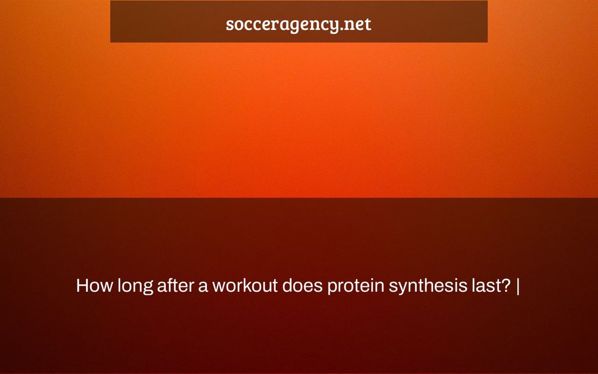 How long after a workout does protein synthesis last? |