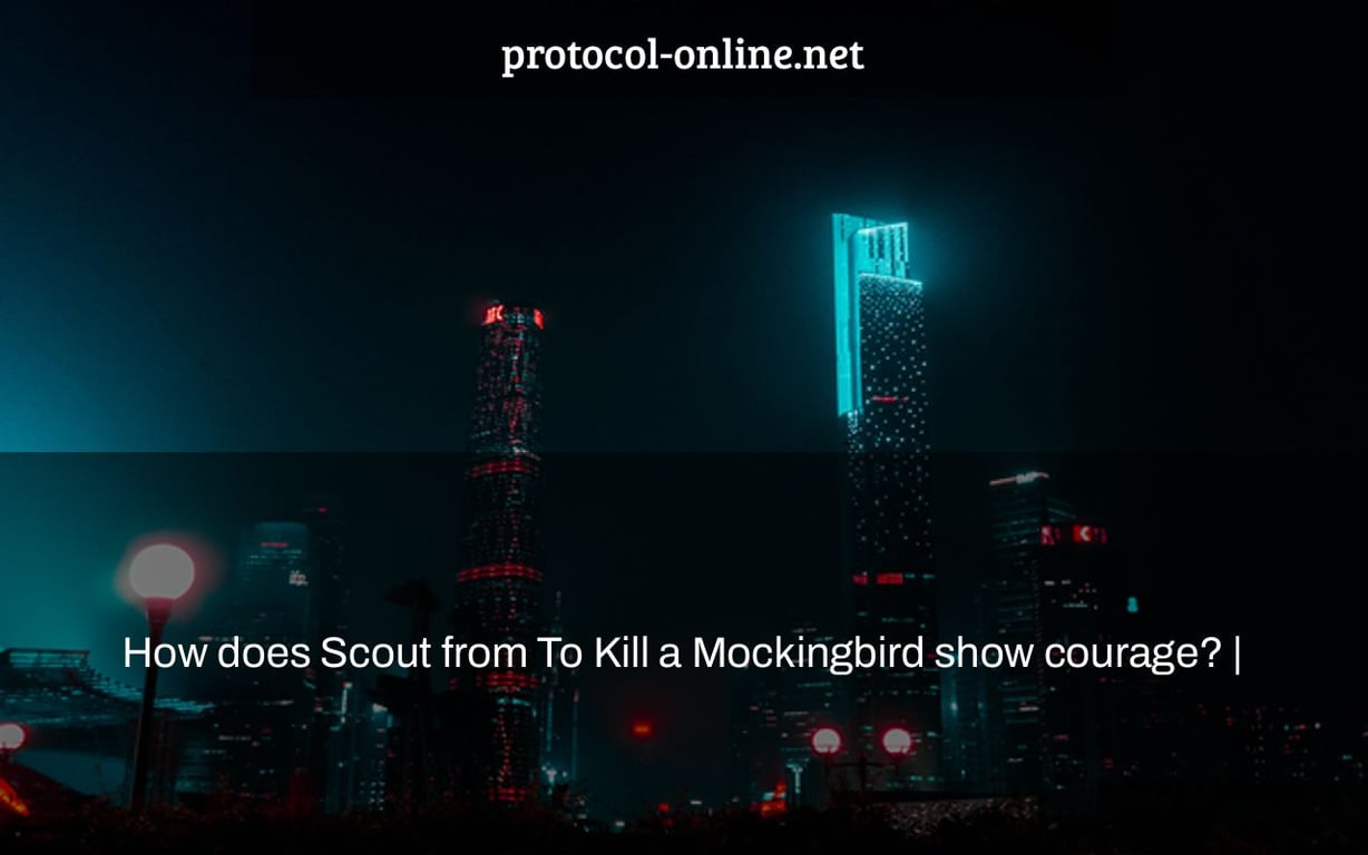 How does Scout from To Kill a Mockingbird show courage? |