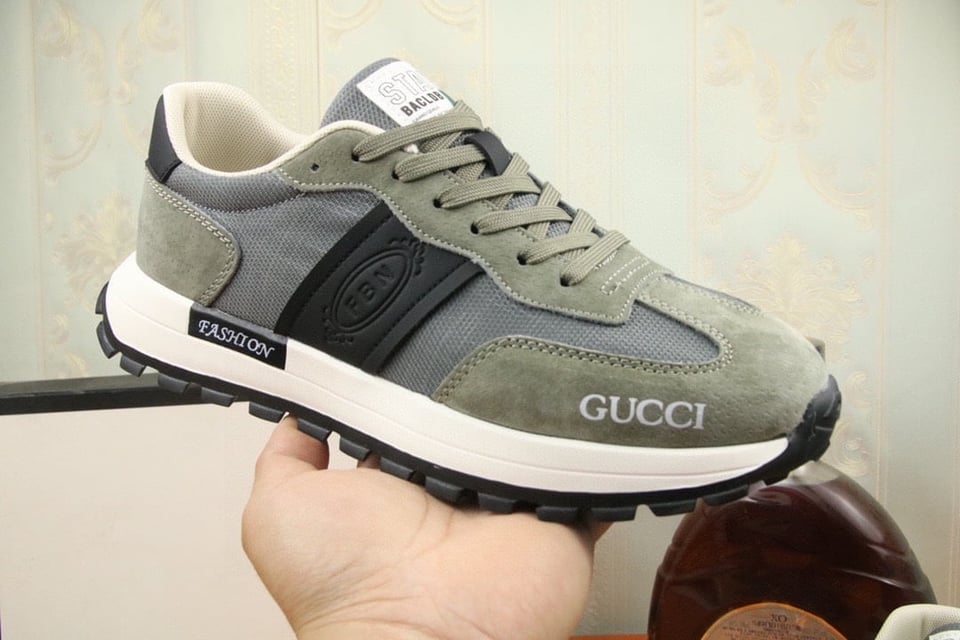 Gucci Men’S Sneaker Low Top Grey And Green view 4