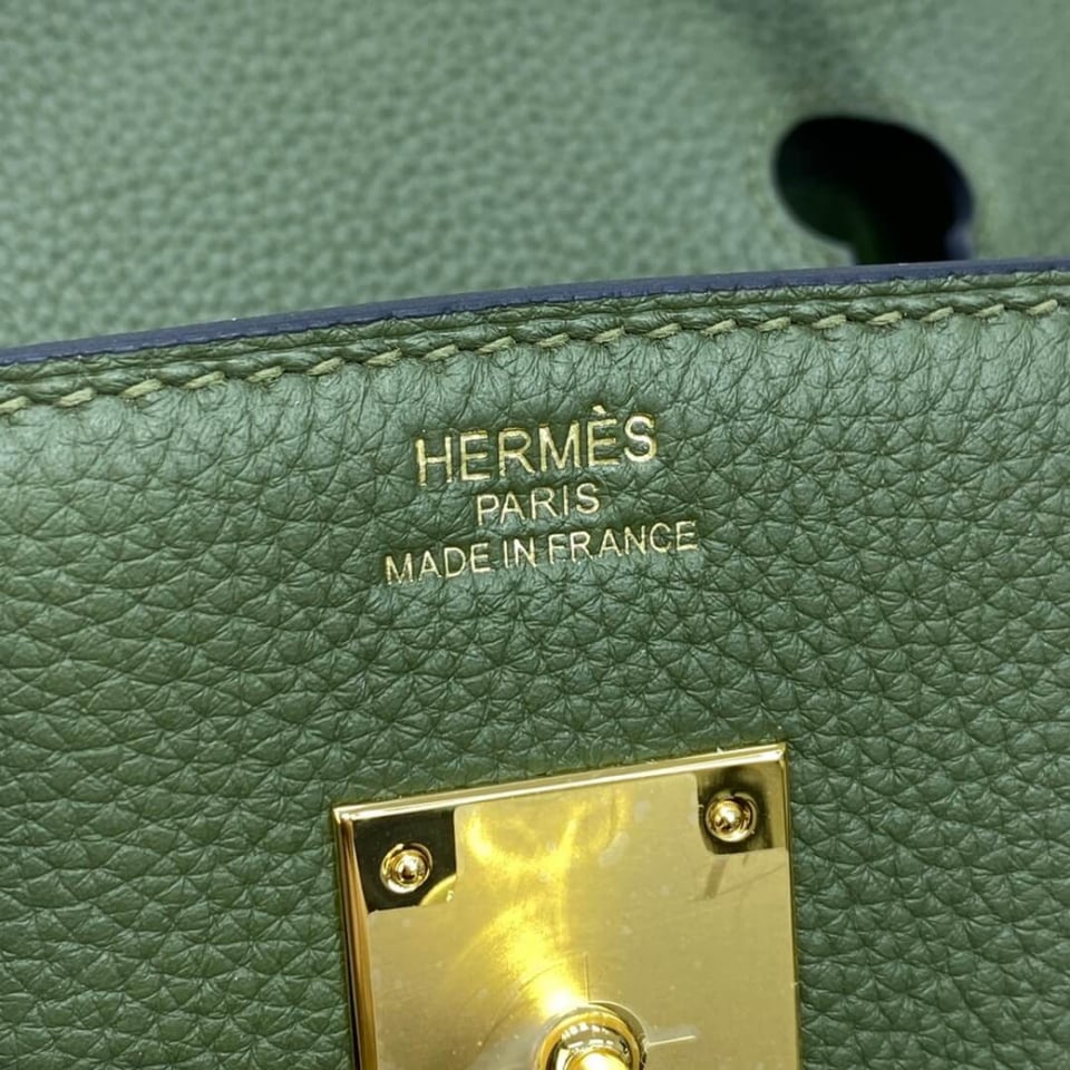 Hermes Birkin 30 Bag Vert Foret Gold Hardware Togo Leather view 13