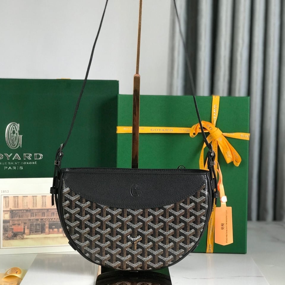 Goyard Hirondelle Bag 25 Cm Black Lambskin And Goyardine Canvas view 11