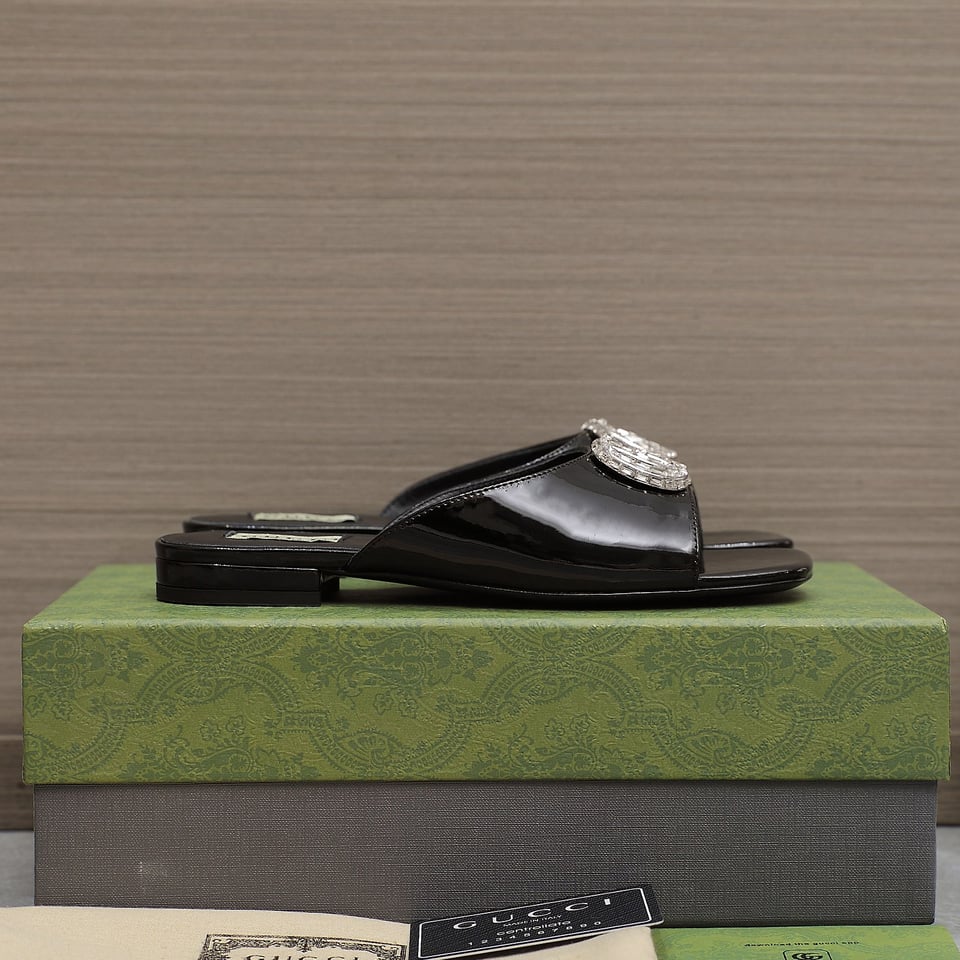 Gucci Gg Crystal Slippers Black view 4