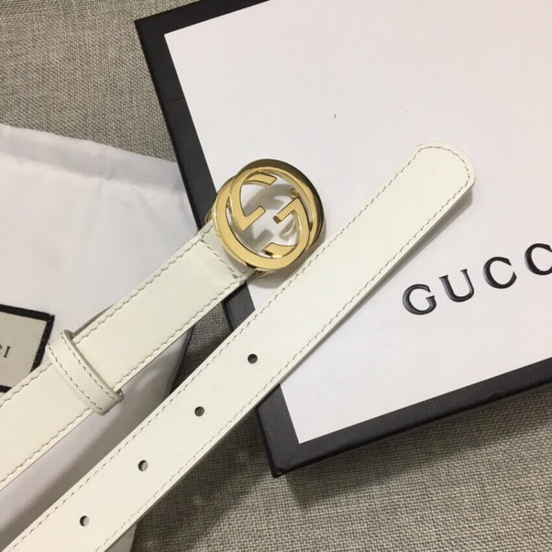 Gucci White Leather Belt With Double G Buckle 20mm view 6