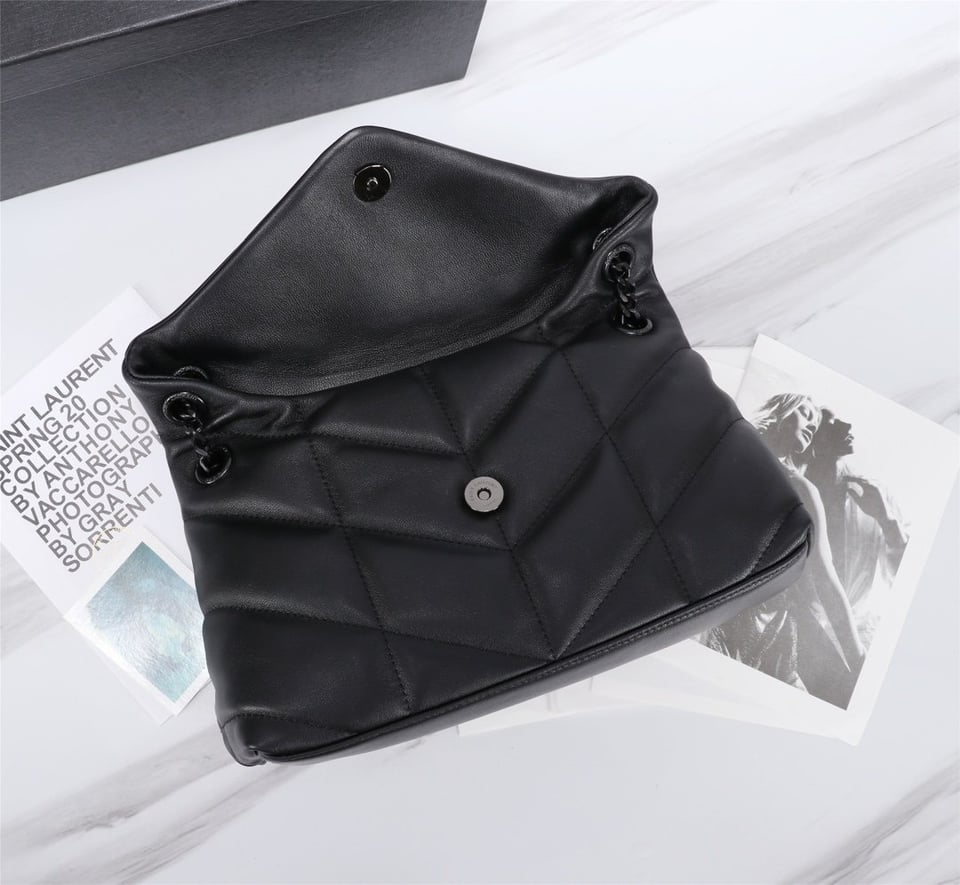 Saint Laurent Puffer Small Chain Bag In Quilted Black Noir view 6