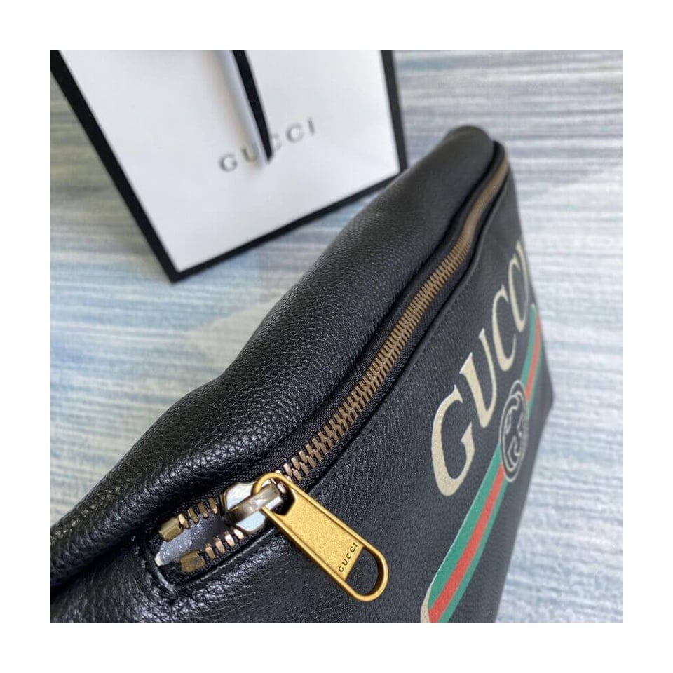 Gucci Print Leather Belt Bag Black view 10