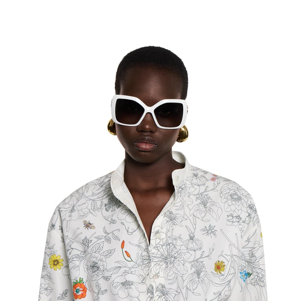 Gucci White Square Frame Sunglasses GG2015S view 4