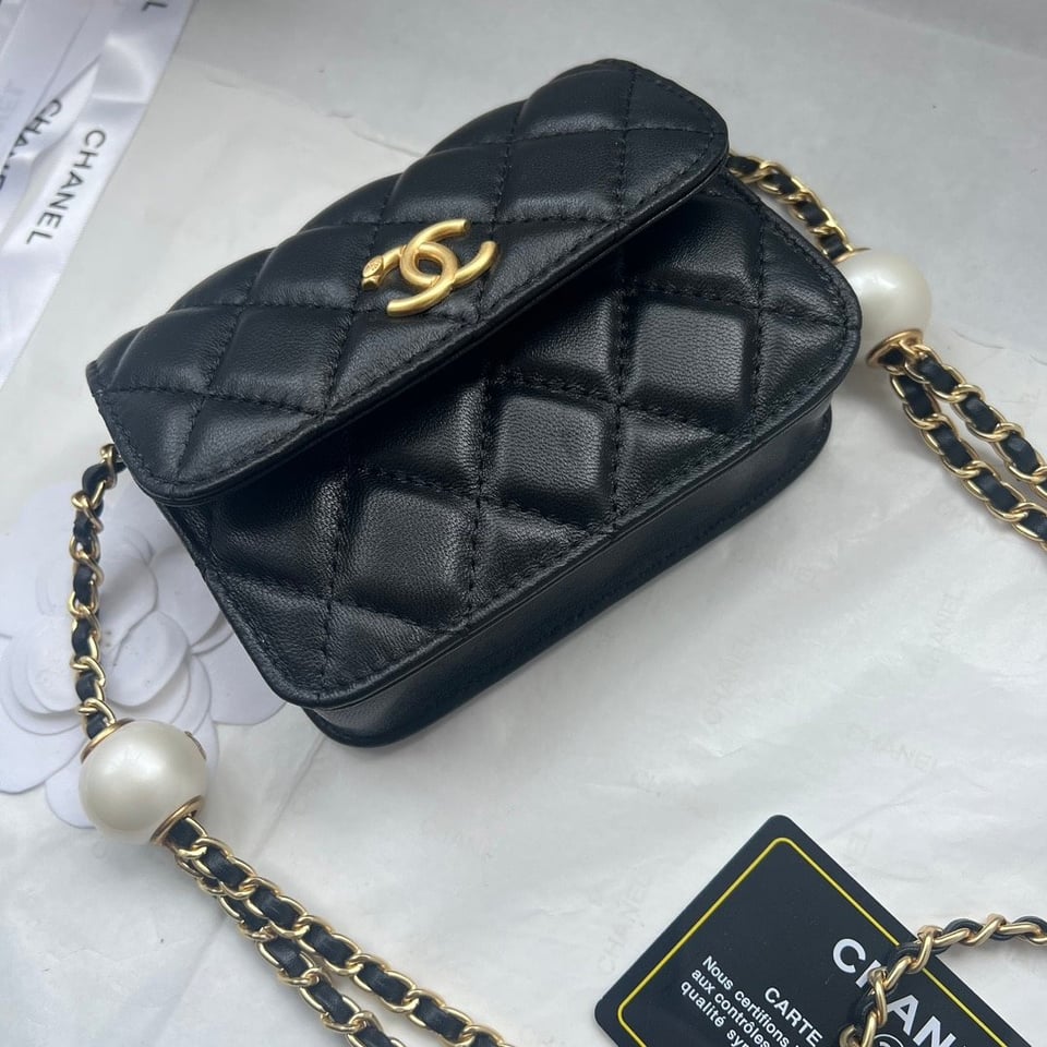 Chanel Clutch With Strap Pearlescent Black 13Cm/5.1in Ap4010 B16719 94305 view 5