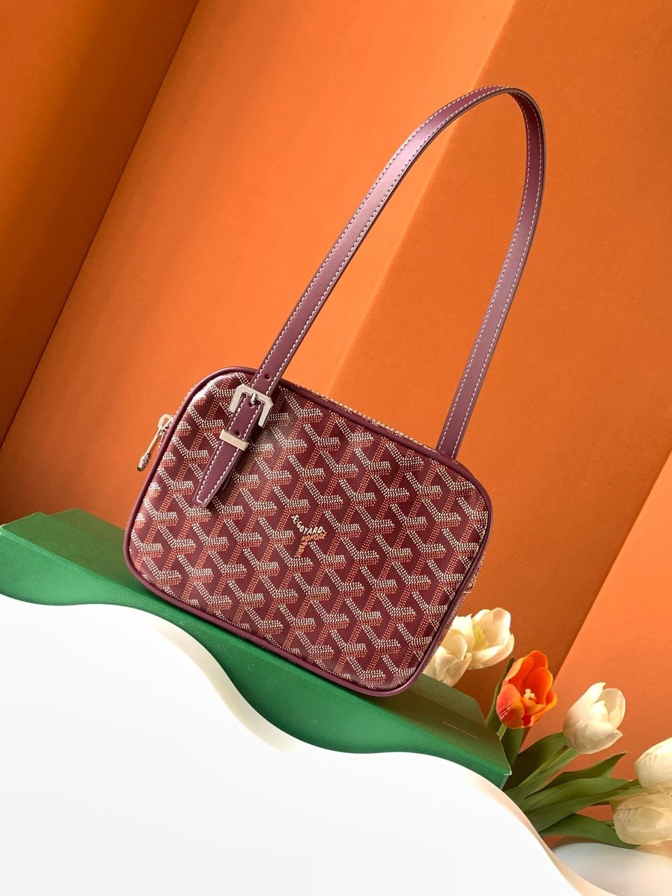 Goyard Yona Bag Coated MM 21Cm Burgundy Canvas view 4