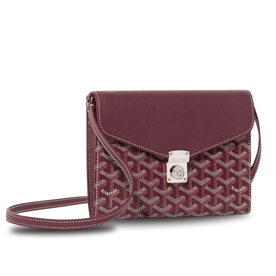 Goyard Chypre Wallet-Pouch 21 Cm Wine Red Goyardine Canvas And Calfskin view 2