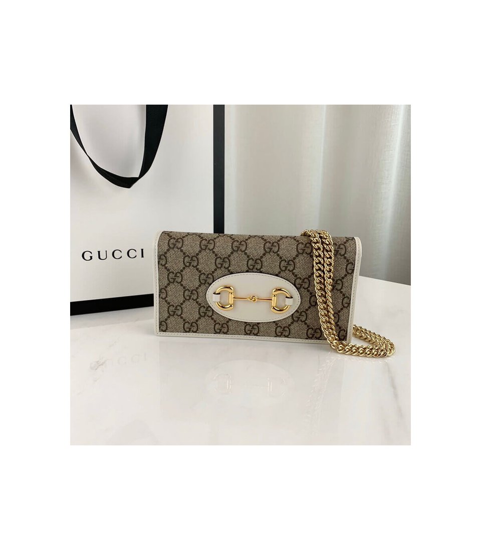 Gucci 1955 Horsebit Wallet With Chain White 19cm view 5