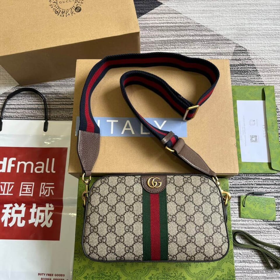 Gucci Ophidia Small Crossbody Bag Beige/Ebony 24cm/9.4in view 4