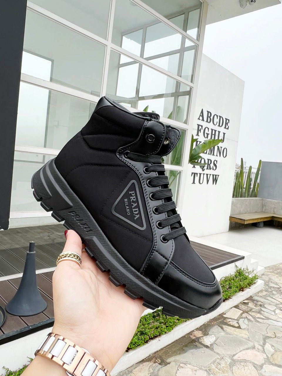 Prada Prax 01 Re-Nylon And Brushed Leather Sneakers Black 4T35923Lf5F0002 view 7