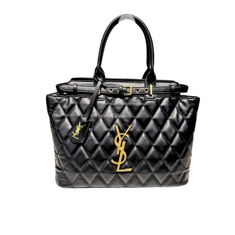 Saint Laurent Calfskin Leather Handbag Black 33Cm view 2