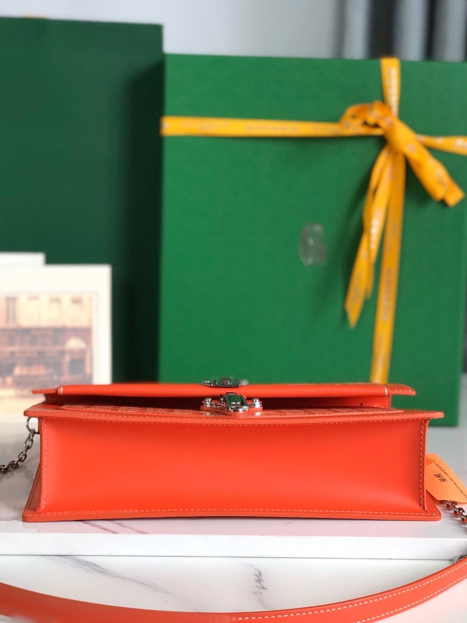 Goyard Duchesse Marie-Caroline Bag 25cm Orange Goyardine Canvas And Smooth Calfskin view 3