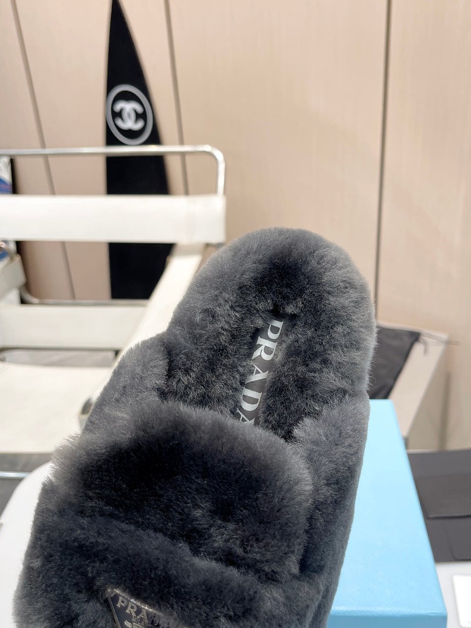 Prada Shearling Sabots Grey view 3
