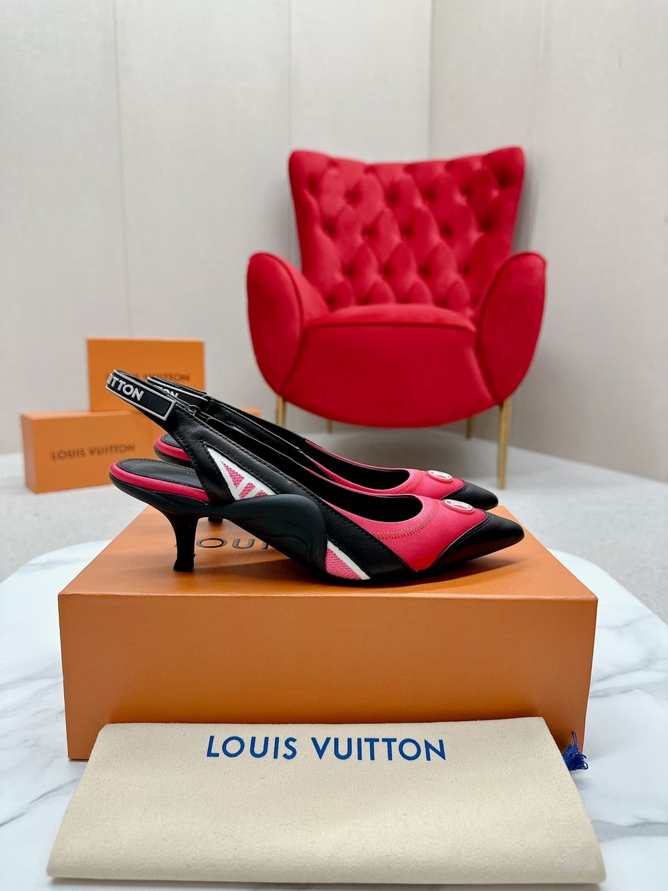 Louis Vuitton Archlight Slingback Pump Black And Pink view 7