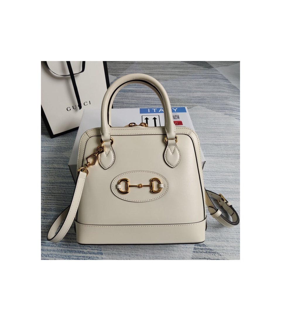 Gucci Horsebit 1955 Small Top Handle Bag in White Leather view 3