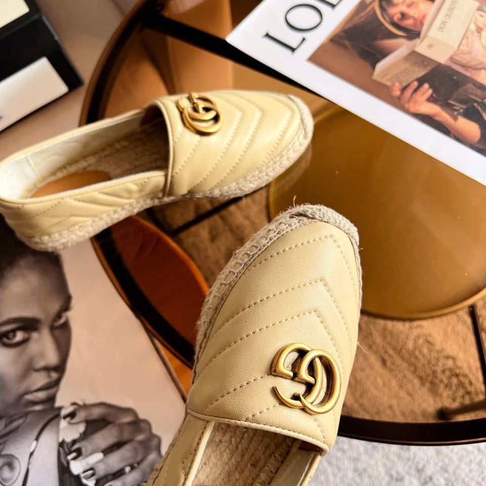 Gucci Leather Espadrille With Double G Beige view 5