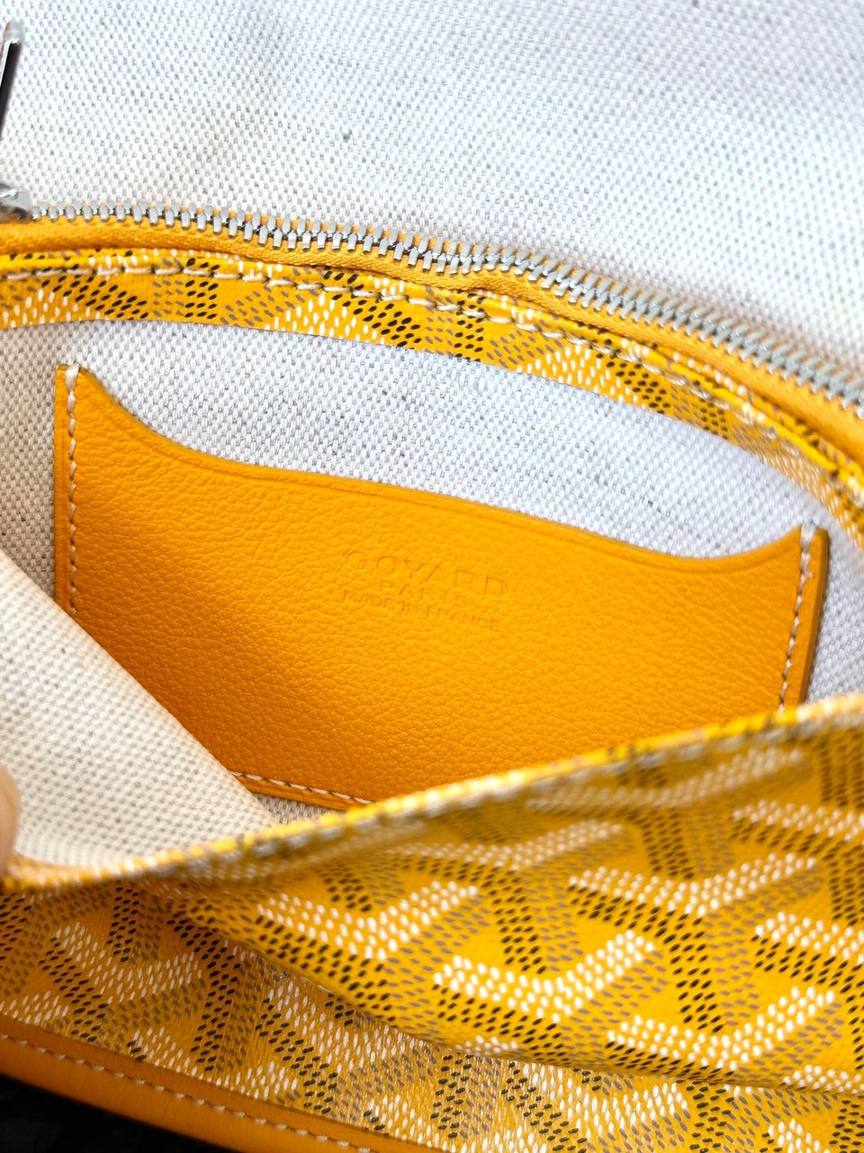 Goyard Plumet Pocket Wallet 20cm Yellow Goyardine Canvas And Lambskin Trim view 3
