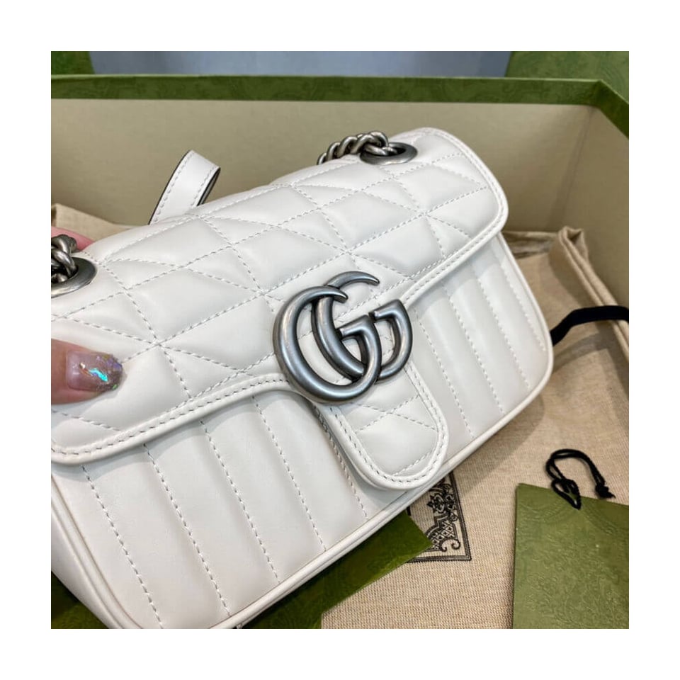 Gucci GG Marmont Mini Shoulder Bag White view 8
