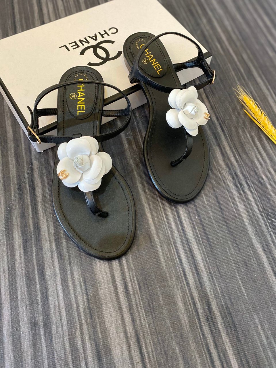 Chanel Jelly White Rubber Camellia Cc Logo Sandals Black view 3