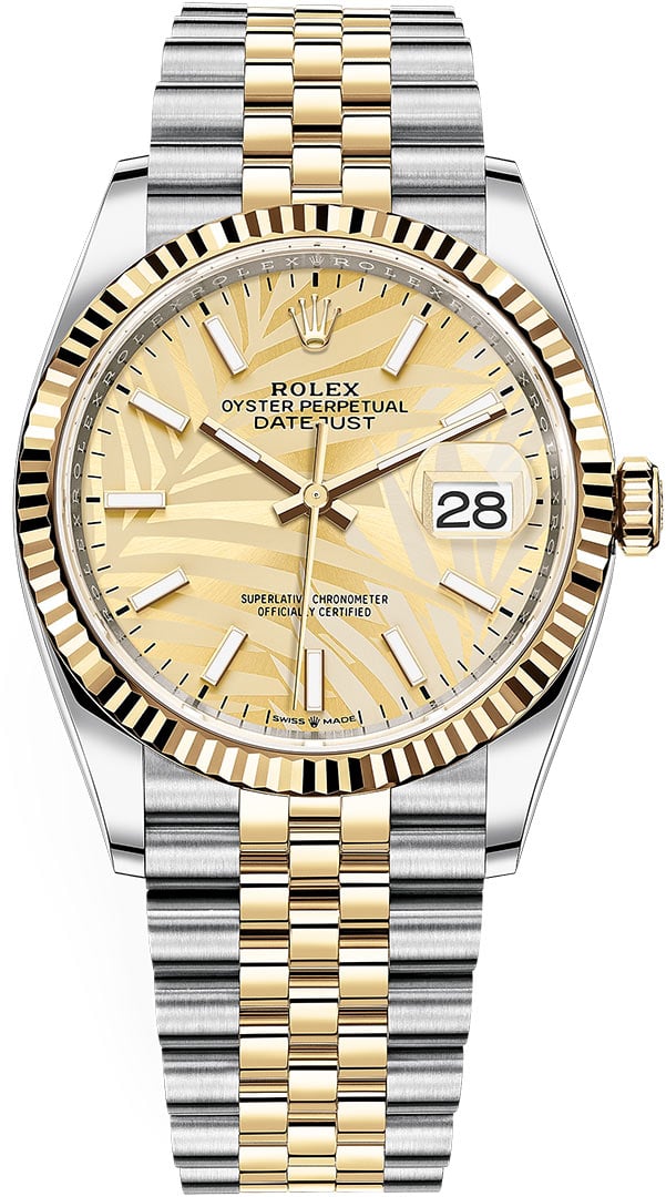 Rolex Datejust 36mm Gold Palm Motif Dial 126233 view 2