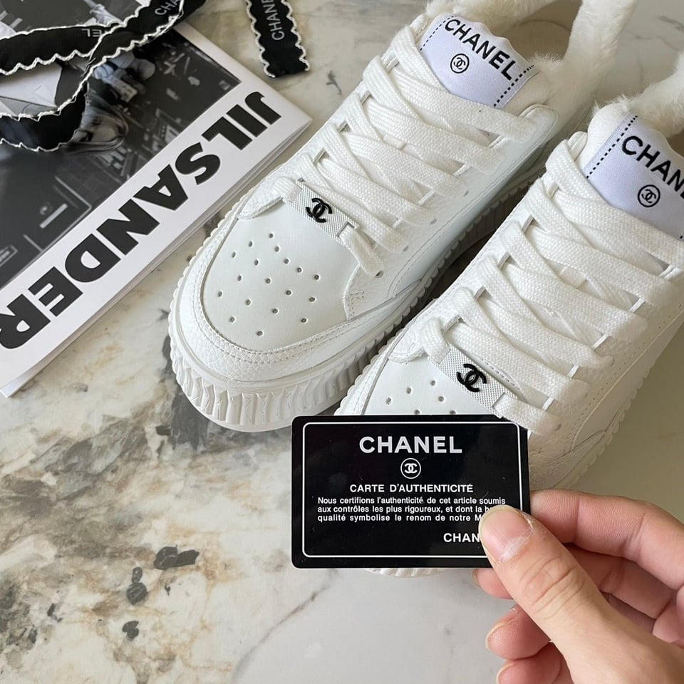 Chanel Winter Fur Sneakers White view 8