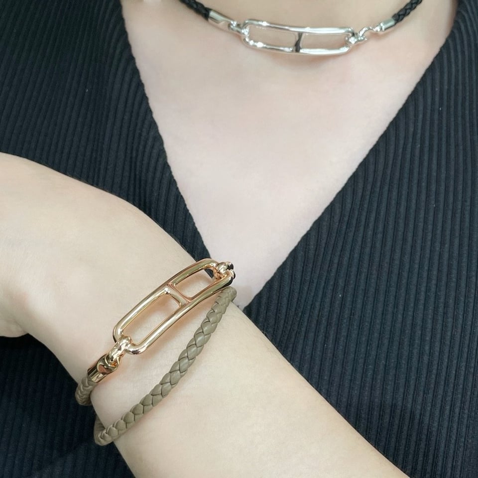 Hermes Roulis Double Tour Bracelet Khaki Gold Hardware view 3