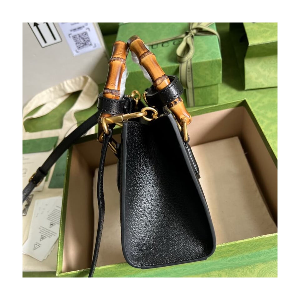 Gucci Diana Mini Tote Bag in Black Denim view 6