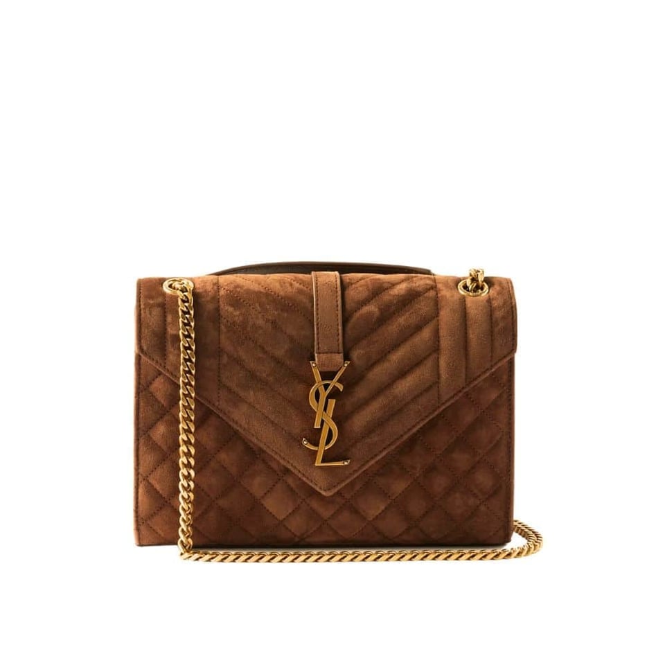 Saint Laurent Le 5 A 7 Bea In Suede Golden Leaf 55Cm Suede Shoulder Bag Brown 24Cm view 2