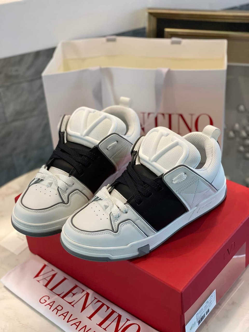 Valentino Garavani Open Skate Sneakers White And Black view 10