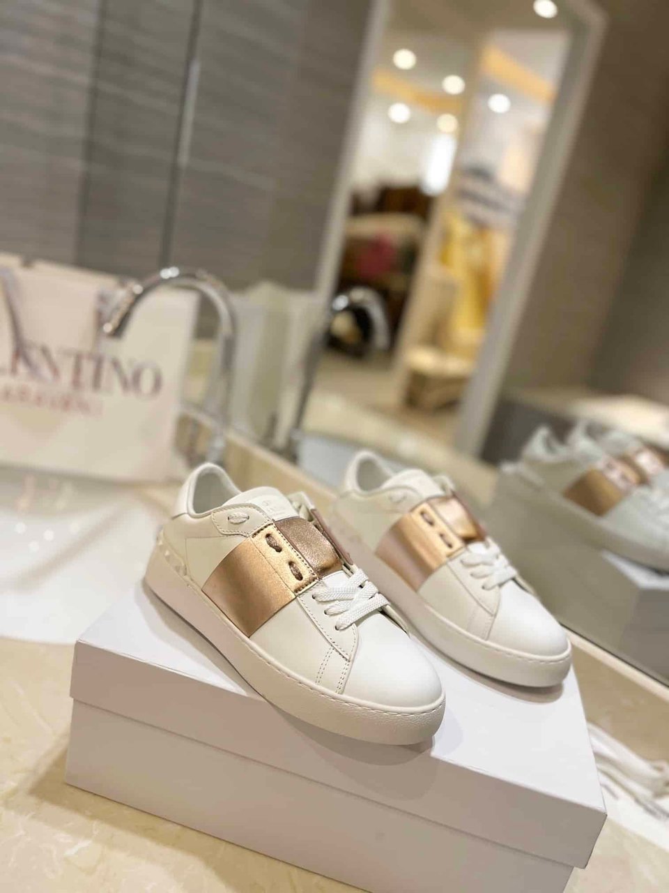 Valentino Garavani Rockstud Open Metallic Leather Sneaker Gold Uy2S0830Flrl71 view 11