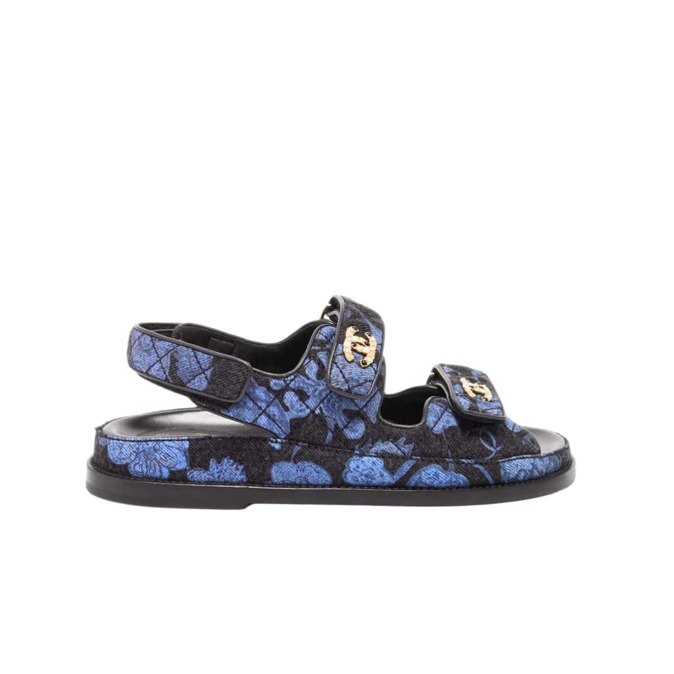 Chanel Dad Slingback Sandals Blue Black view 2