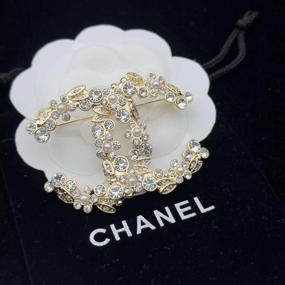 Chanel Floral Enamel And Crystal Brooch With Pearl Accents view 2