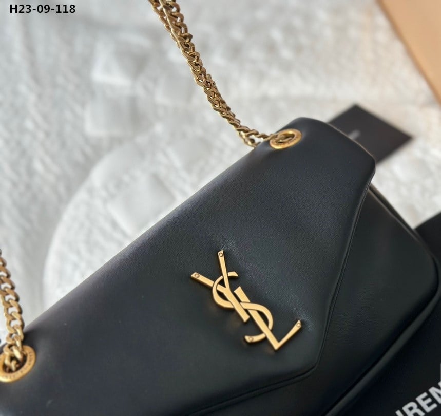 Saint Laurent Calypso Padded Leather Shoulder Bag Black 25Cm view 5