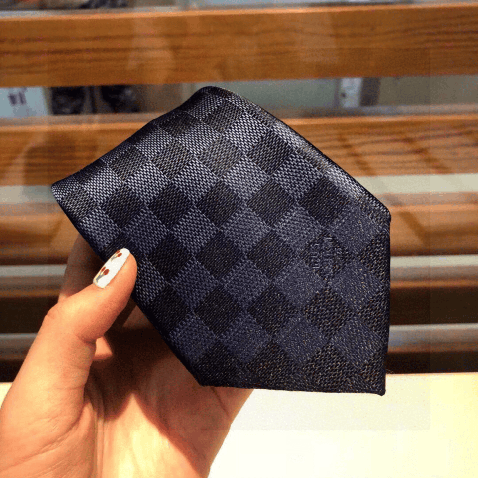 Louis Vuitton Blue Damier Silk Tie For Men view 6