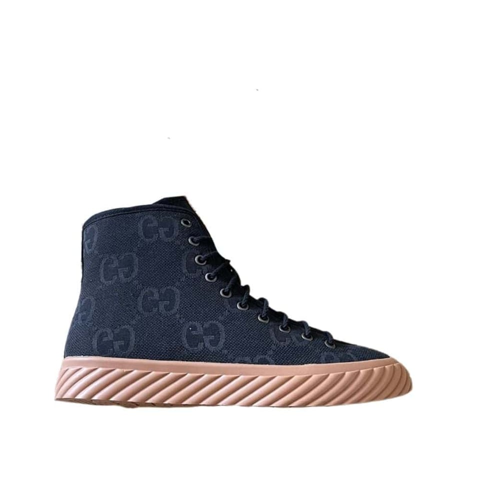 Gucci All Over Gg Logo High Top Sneakers Black view 2